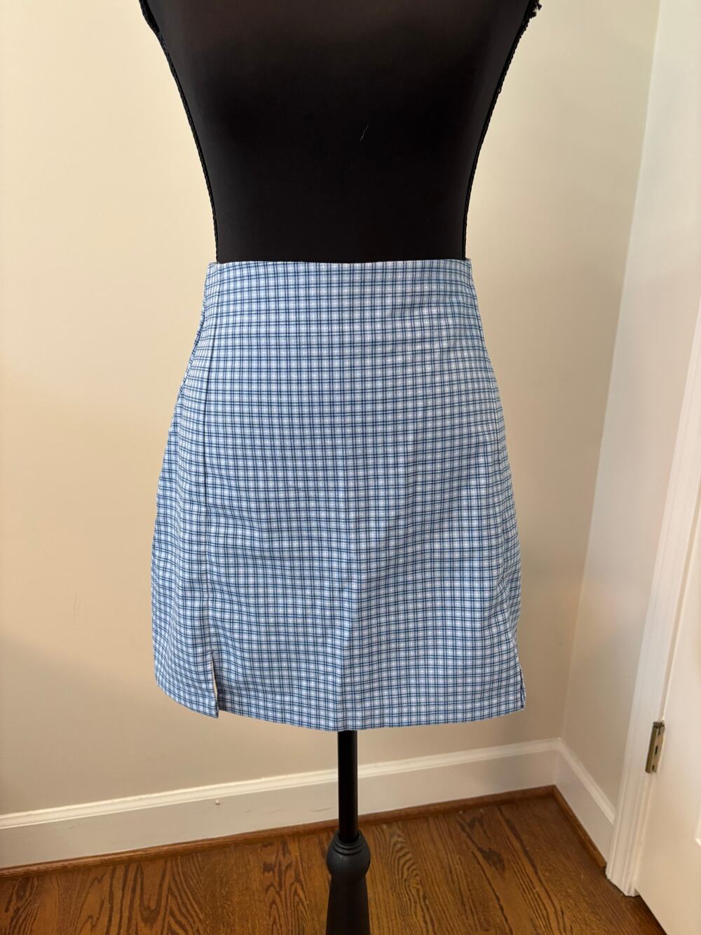 Brandy Mellville Blue and Navy Plaid Cara Skirt